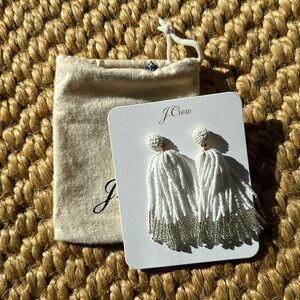NWT J. Crew Dangle White Beaded Pierced Earrings